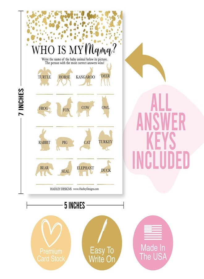 هادلي ديزاينز ألعاب هادلي ديزاينز لحفلات استقبال المولود الجديد لـ ٢٥ ضيفًا - لعبة معلومات عامة ذهبية، مسابقة أغاني الأطفال، لعبة من هي أمي، لعبة مطابقة الحيوانات، ألعاب مناسبة للأولاد والبنات، صنع في الولايات المتحدة الأمريكية - Image 5