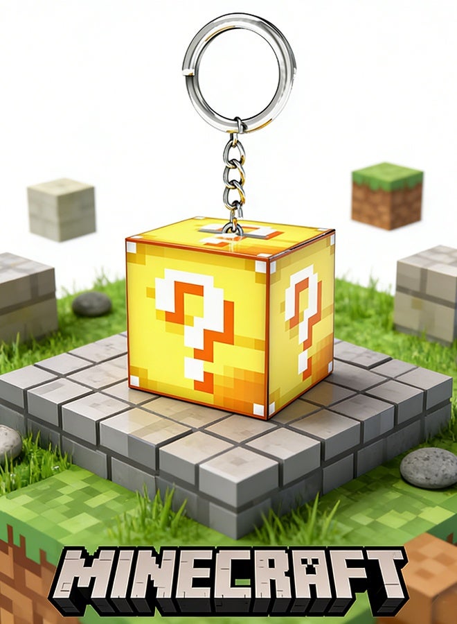 ماين كرافت سلسلة مفاتيح ماينكرافت مع مصباح ليلي - سلسلة مفاتيح مضيئة محمولة قابلة لإعادة الشحن عبر منفذ USB، لعبة مصباح LED صغير لمحبي ماينكرافت، هدية تذكارية متينة مصنوعة من مادة ABS - Image 1