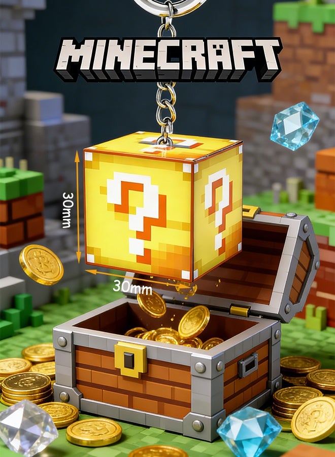ماين كرافت سلسلة مفاتيح ماينكرافت مع مصباح ليلي - سلسلة مفاتيح مضيئة محمولة قابلة لإعادة الشحن عبر منفذ USB، لعبة مصباح LED صغير لمحبي ماينكرافت، هدية تذكارية متينة مصنوعة من مادة ABS - Image 4