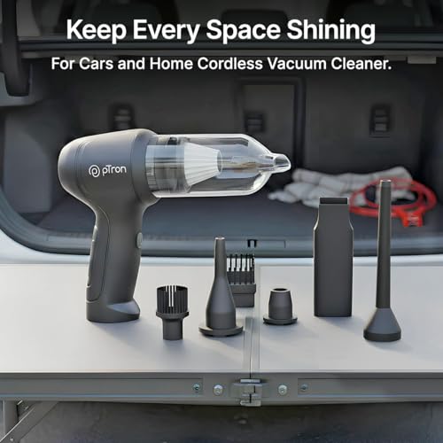 pTron NeoVac X1 14kPA Powerful Suction 80W Cordless Handheld Car/Home Vacuum Cleaner with Blower, HEPA Filter, High Torque DC Motor, Compact & Lightweight, Rechargeable, Multiple Attachments (Black) - Image 2