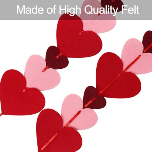 Incrizma Felt Heart Hanging String Garlands -NO DIY- Valentines Decorations -Valentine's Day Party Decorations Supplies - Valentines Burgundy Pink Red Heart Garland Decorations-96Heart - Image 5
