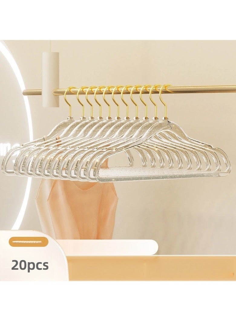 20 Pcs Clear Acrylic Hangers Plastic Glitter Coat Hanger Non Slip Space Saving Suit Hangers Heavy Duty Clothes Hanger with Non Slip Notches (Gold)  - Image 1