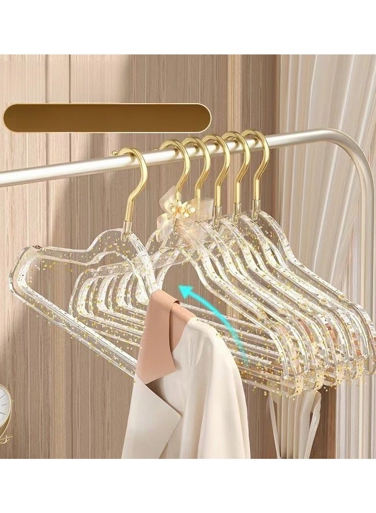 20 Pcs Clear Acrylic Hangers Plastic Glitter Coat Hanger Non Slip Space Saving Suit Hangers Heavy Duty Clothes Hanger with Non Slip Notches (Gold)  - Image 5