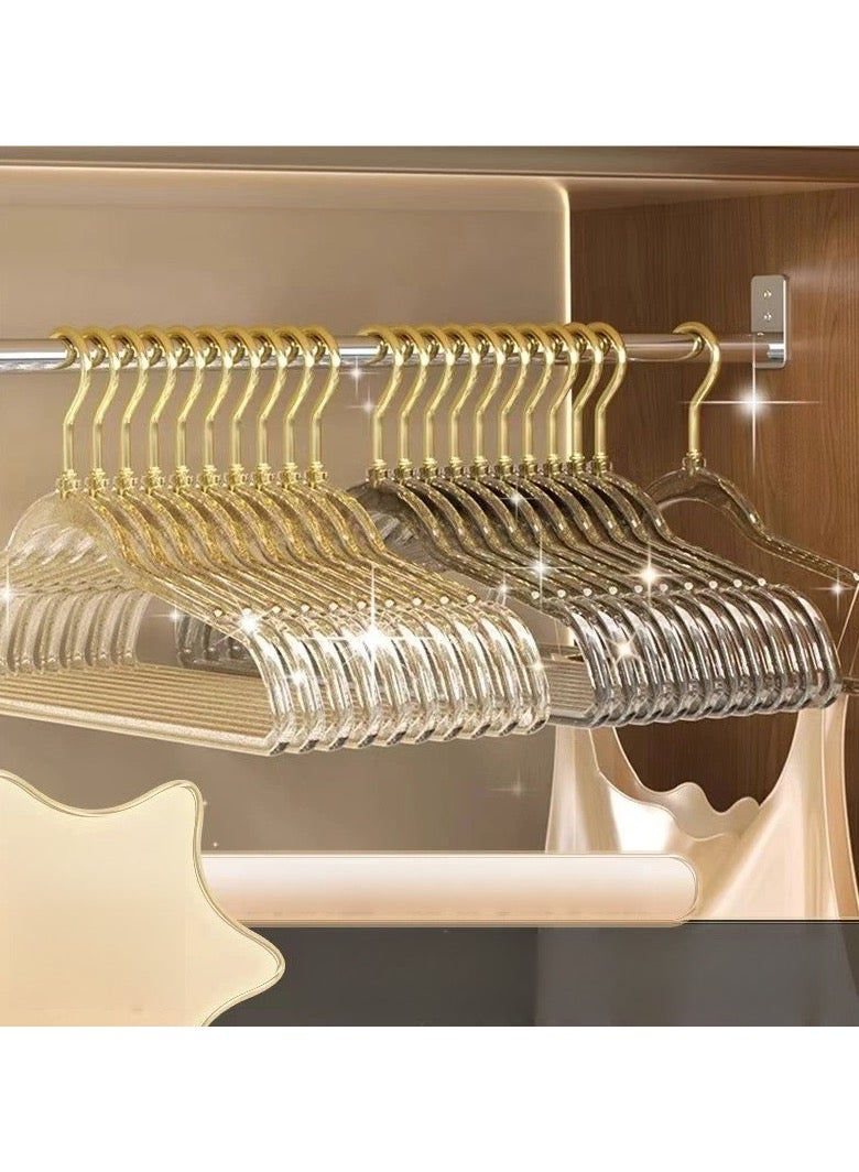 20 Pcs Clear Acrylic Hangers Plastic Glitter Coat Hanger Non Slip Space Saving Suit Hangers Heavy Duty Clothes Hanger with Non Slip Notches (Gold)  - Image 4