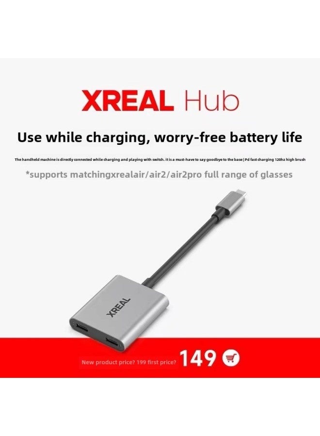 XREAL Hub, Power and Play Adapter, so you can charge AR glasses while you charge your source device, e.g. Steam Deck, ROG Ally, Switch, iPhone 15 or Android phone. 45 W fast charging - Image 2