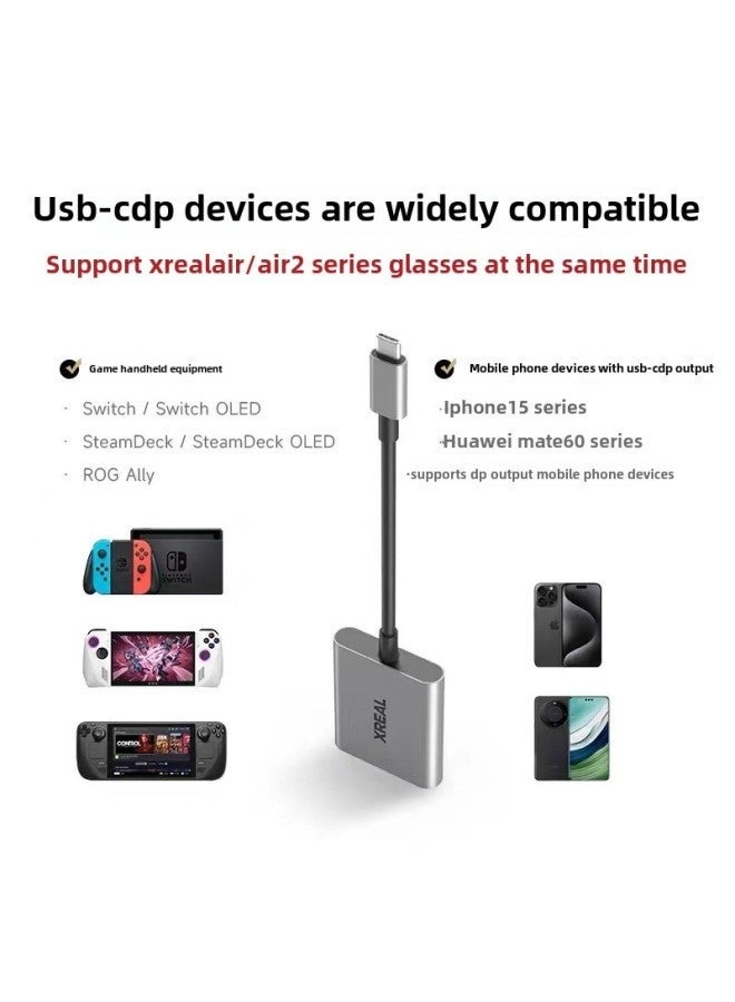 XREAL Hub, Power and Play Adapter, so you can charge AR glasses while you charge your source device, e.g. Steam Deck, ROG Ally, Switch, iPhone 15 or Android phone. 45 W fast charging - Image 4