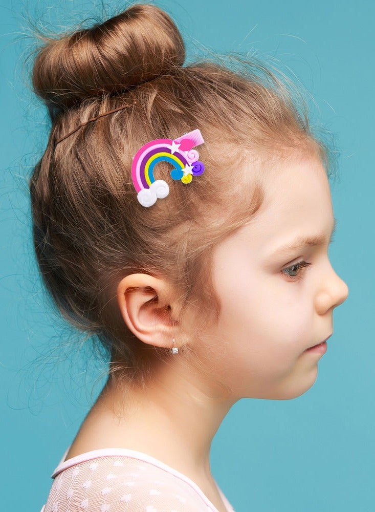 MARGOUN 4 Packs For Hair Clips Cloud Ornaments Colourful Flatback Polymer Rainbow Cloud Clips - Image 5