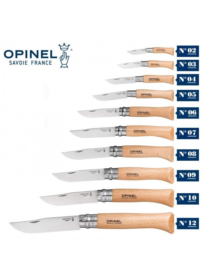 Opinel سكين جيب أوبينيل رقم 12 من الفولاذ المقاوم للصدأ، مقبض من خشب الزان - Image 1