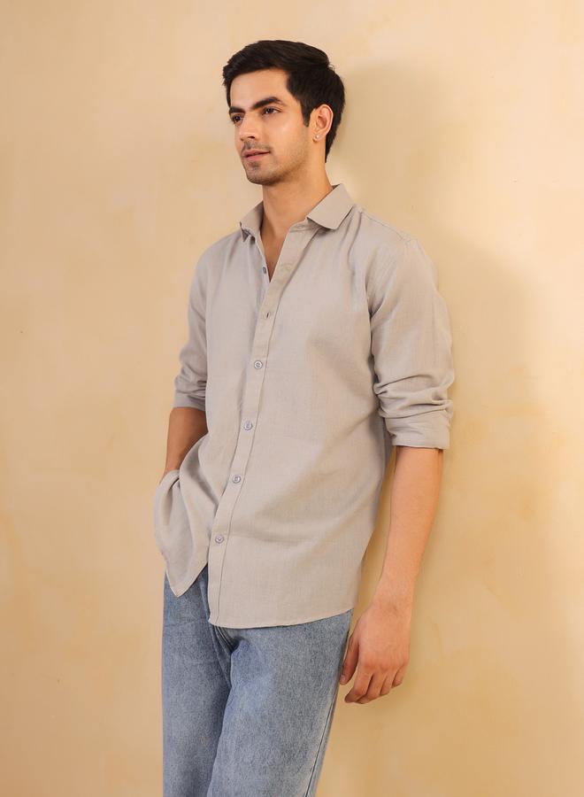 TRULOOM Men Solid Relaxed Fit Cotton Shirt - Image 4