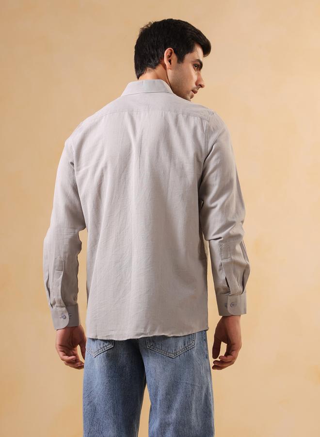 TRULOOM Men Solid Relaxed Fit Cotton Shirt - Image 3