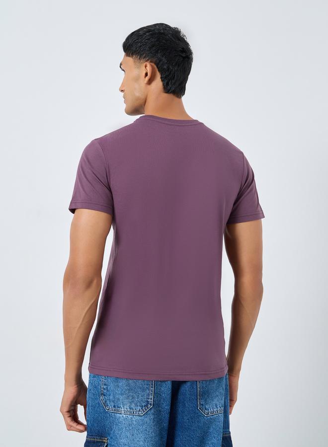 Styli Men Purple Embroidered Chest Logo T-Shirt - Image 4