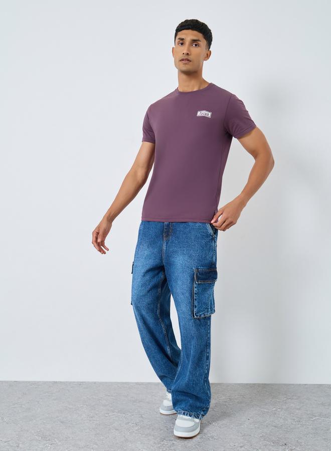 Styli Men Purple Embroidered Chest Logo T-Shirt - Image 2