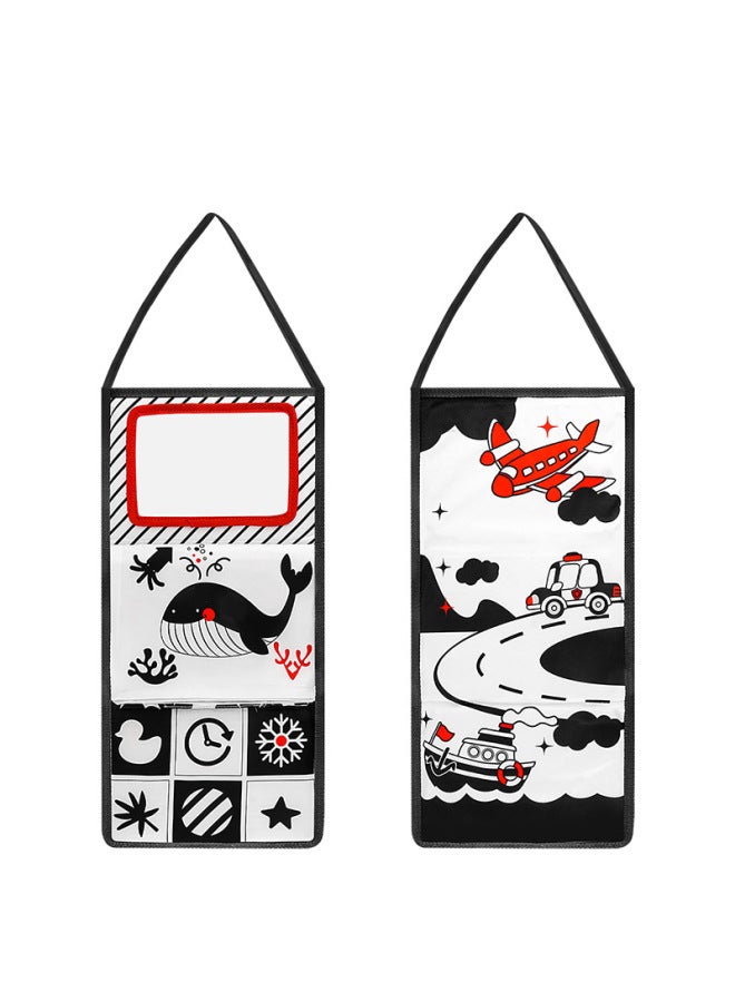 Baby Multidimensional Sensory Early Education Enlightenment Mirror Desk Calendar Cloth Book Baby Head-up Training Hangable Toys-Color:Black And White Desk Calendar Cloth Book  - Image 1