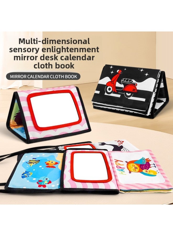 Baby Multidimensional Sensory Early Education Enlightenment Mirror Desk Calendar Cloth Book Baby Head-up Training Hangable Toys-Color:Black And White Desk Calendar Cloth Book  - Image 2