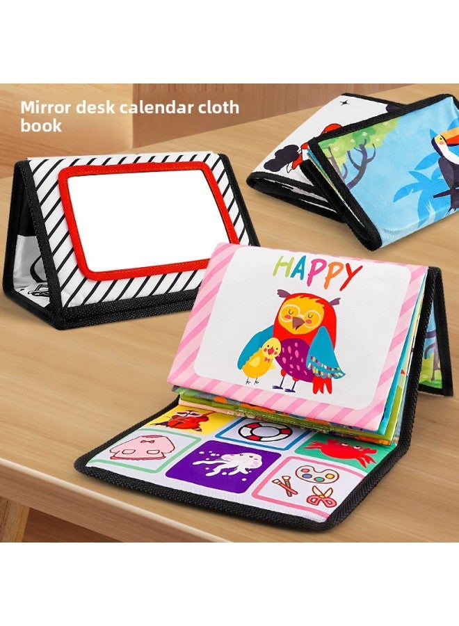 Baby Multidimensional Sensory Early Education Enlightenment Mirror Desk Calendar Cloth Book Baby Head-up Training Hangable Toys-Color:Black And White Desk Calendar Cloth Book  - Image 3