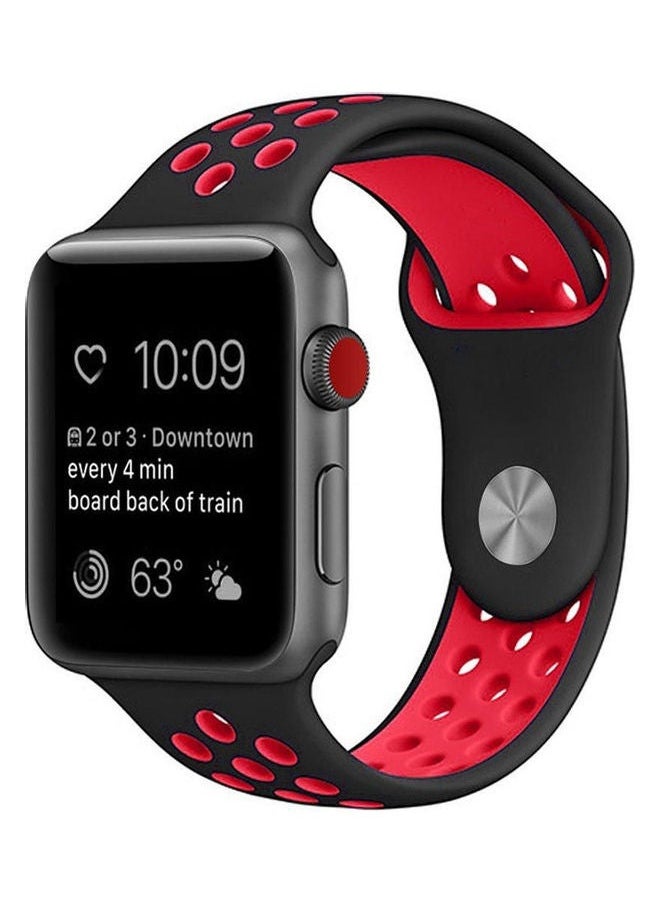 Loquat - Soft Silicone Sport Strap For Apple Watch Red/Black - Image 1