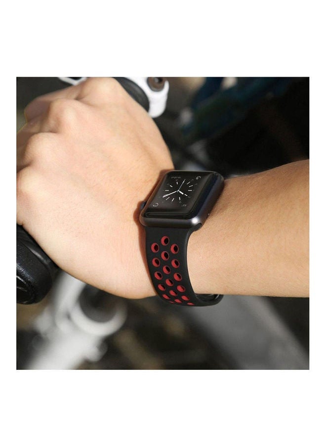 Loquat - Soft Silicone Sport Strap For Apple Watch Red/Black - Image 1