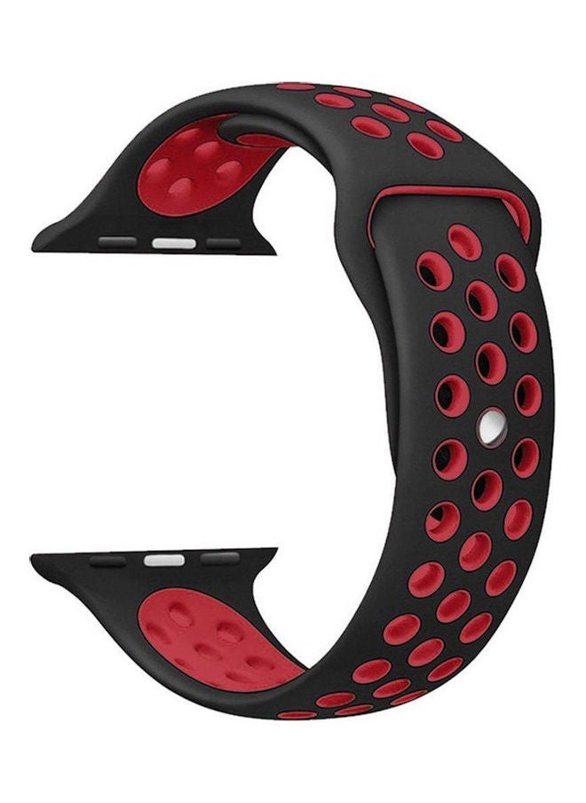Loquat - Soft Silicone Sport Strap For Apple Watch Red/Black - Image 1