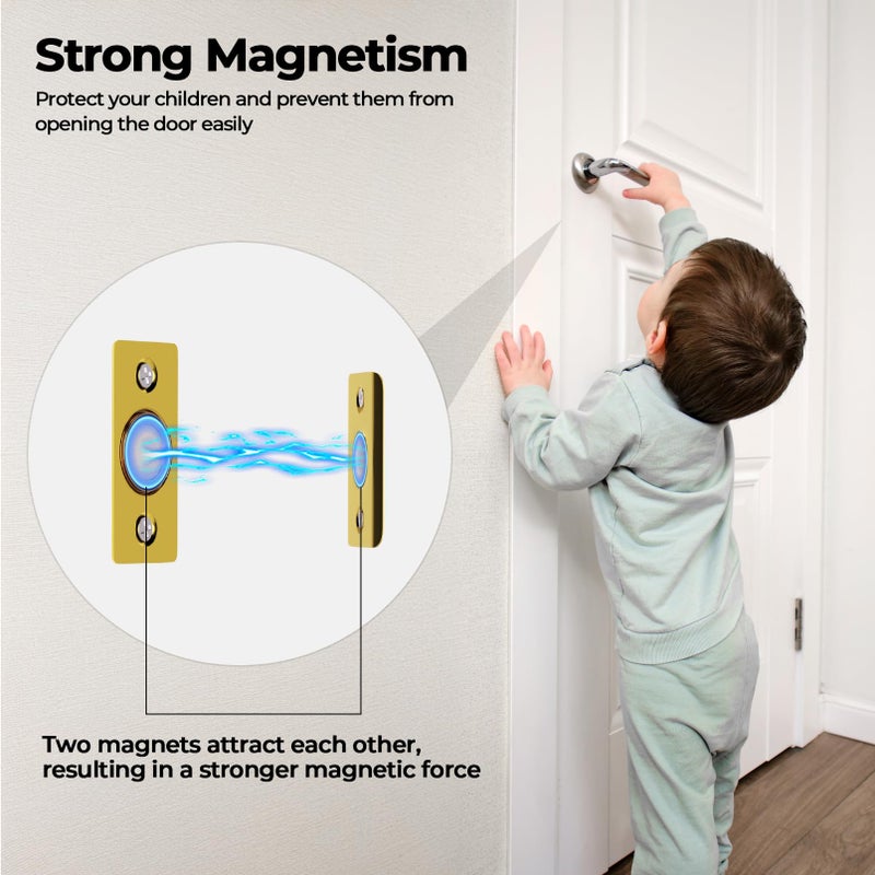 Tonitrui Silent Door Ball Catch, Adjustable Strong Magnet Door Catch,Using Completely noiseless,Perfectly Replacing The Old Ball Catch(Gold 2 Pack, Upgraded Version) - Image 2