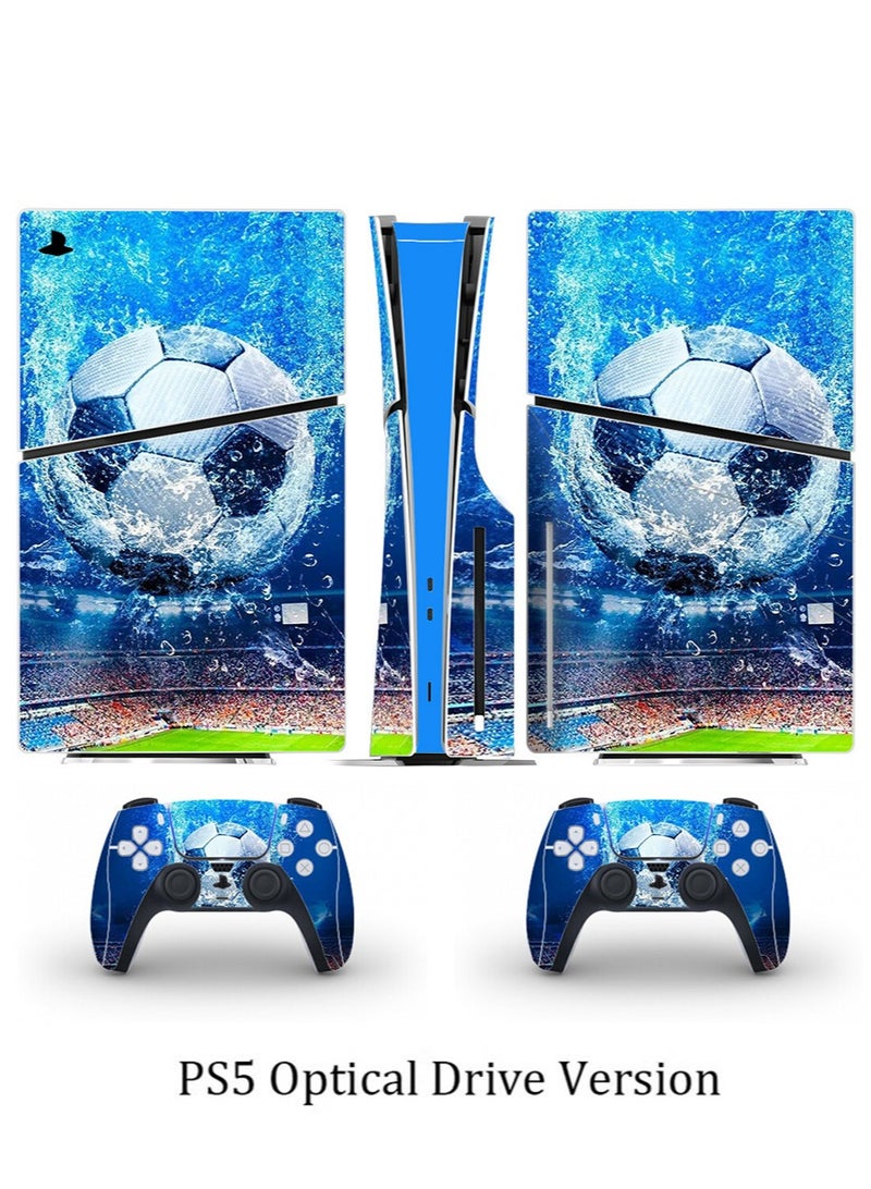 IINE PS5 Slim Optical Drive Version Sticker, Sony PS5 Slim Console Controller Skins Set, Skin Wrap Decal Sticker PS5 Slim Optical Drive Version, Protective Film Sticker for Football, Vinyl Cover Sticker  - Image 1