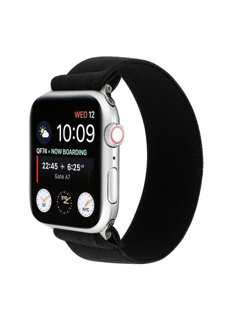 Replacement Strap Elastic Nylon Braid Watch Band For Apple Watch Ultra 49mm&Watch Ultra 2 49mm / Series 9&8&7 45mm / SE 3&SE 2&6&SE&5&4 44mm / 3&2&1 42mm Black