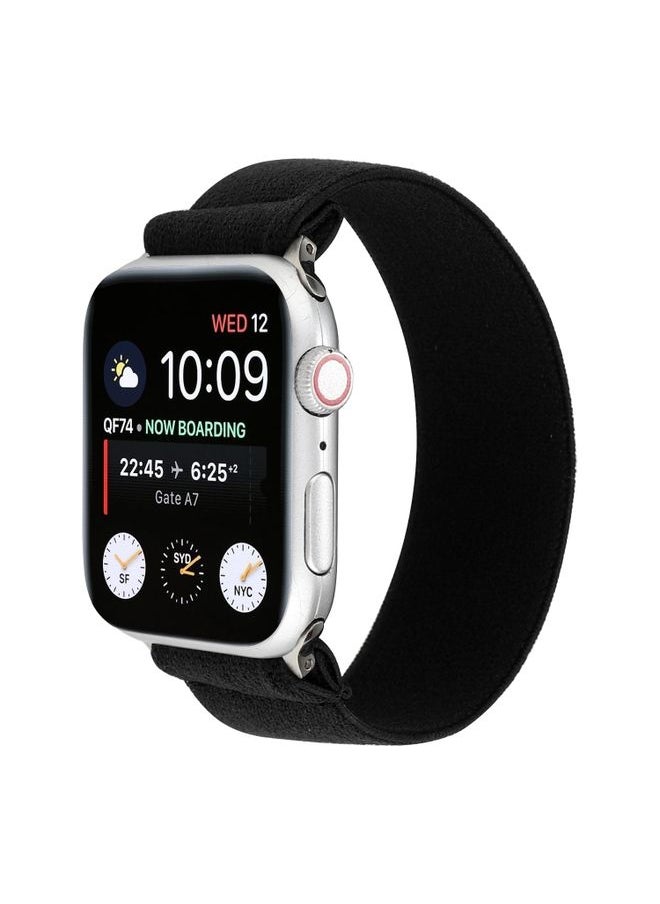Generic - Replacement Strap Elastic Nylon Braid Watch Band For Apple Watch Ultra 49mm&Watch Ultra 2 49mm / Series 9&8&7 45mm / SE 3&SE 2&6&SE&5&4 44mm / 3&2&1 42mm Black - Image 1