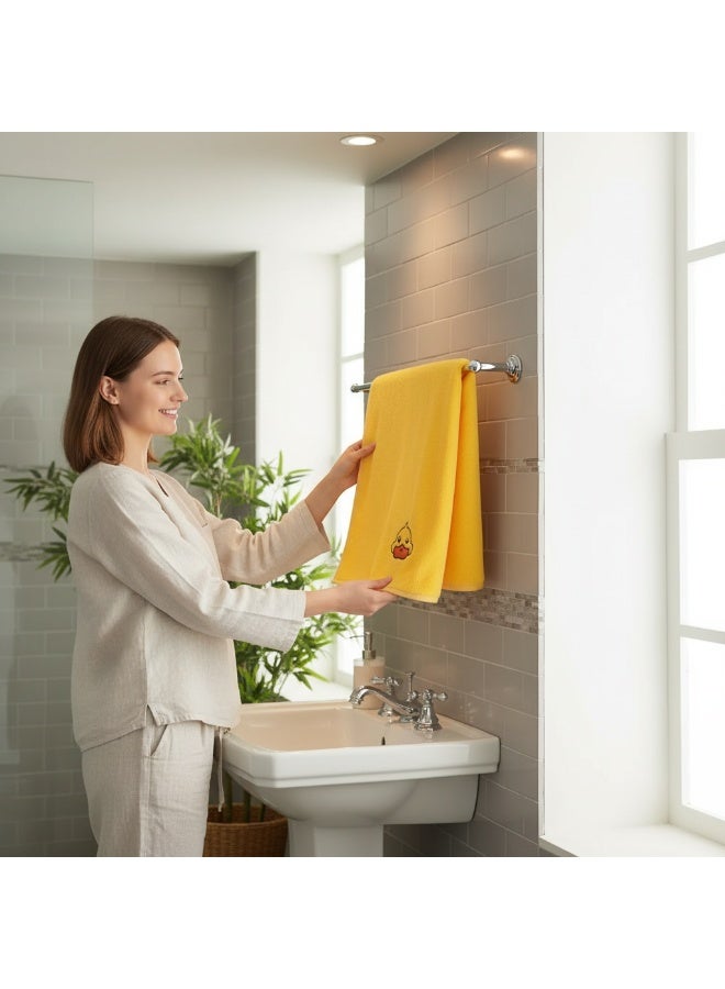 الأزرق جي دبليو 3 عبوات مناشف يد مطاطية ساحلية للحمام من القطن المطرز بنسبة 100% مناشف حمام قطنية مطرزة 13.78 × 29.53 بوصة مناشف يد شاطئية ناعمة ماصة (أصفر، بط) - Image 3