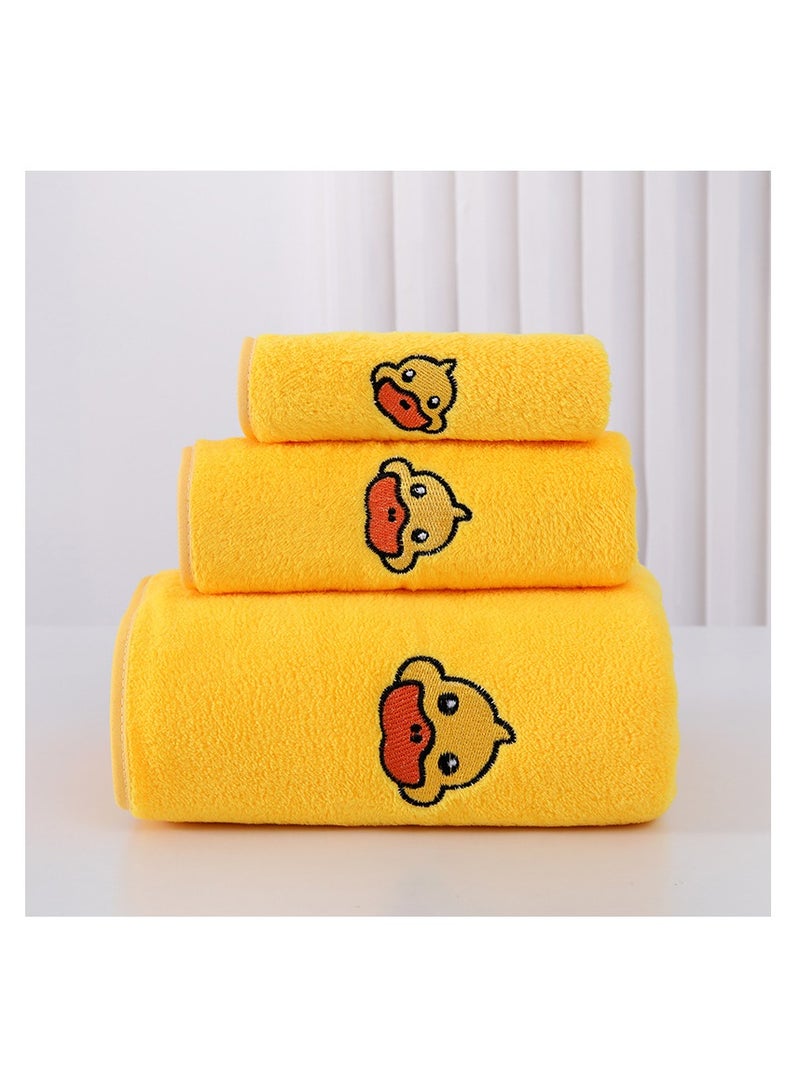 Bluejw 3 Pack Rubber Ducky Coastal Hand Towels for Bathroom 100% Cotton Embroidered Bathroom Towels 13.78 x 29.53 Inch Beach Hand Towels Soft Absorbent Cotton Towel (Yellow, Duck) - Image 1