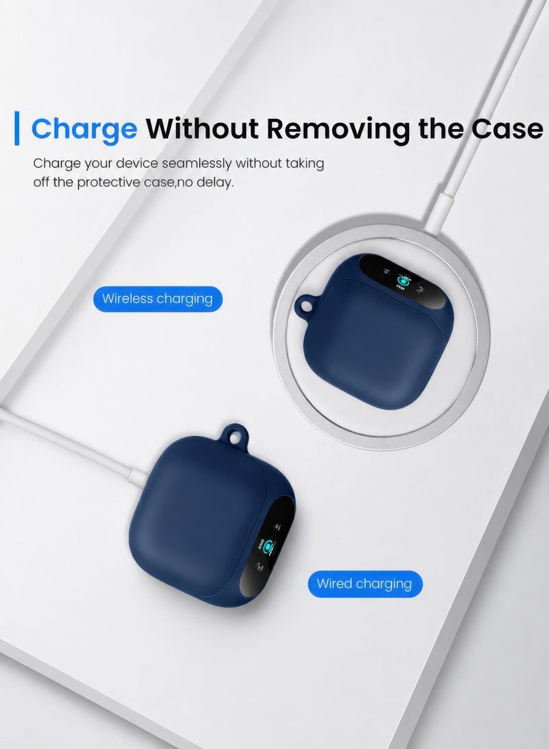 SJet for Liberty 5 Pro Case Cover with Cleaner Kit, Soft Silicone Protective Case for Anker Soundcore Liberty 5 Pro Case for Women Men, Liberty 5 Pro Case Accessories with Keychain (Blue) - Image 4