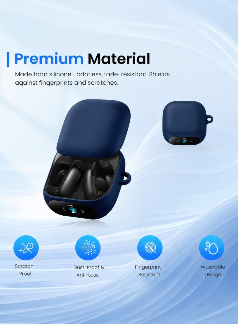 SJet for Liberty 5 Pro Case Cover with Cleaner Kit, Soft Silicone Protective Case for Anker Soundcore Liberty 5 Pro Case for Women Men, Liberty 5 Pro Case Accessories with Keychain (Blue) - Image 2