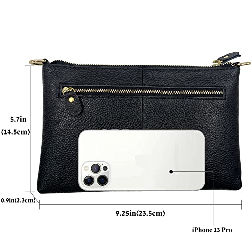 Beurlike Leather Wristlet Wallet Clutch Purses For Women Small Crossbody Phone Bags (Black) - Image 3