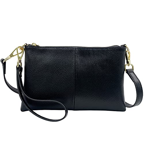Beurlike Leather Wristlet Wallet Clutch Purses For Women Small Crossbody Phone Bags (Black) - Image 2