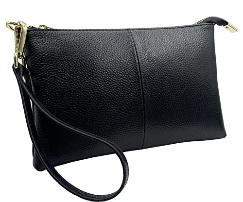 Beurlike Leather Wristlet Wallet Clutch Purses For Women Small Crossbody Phone Bags (Black) - Image 1