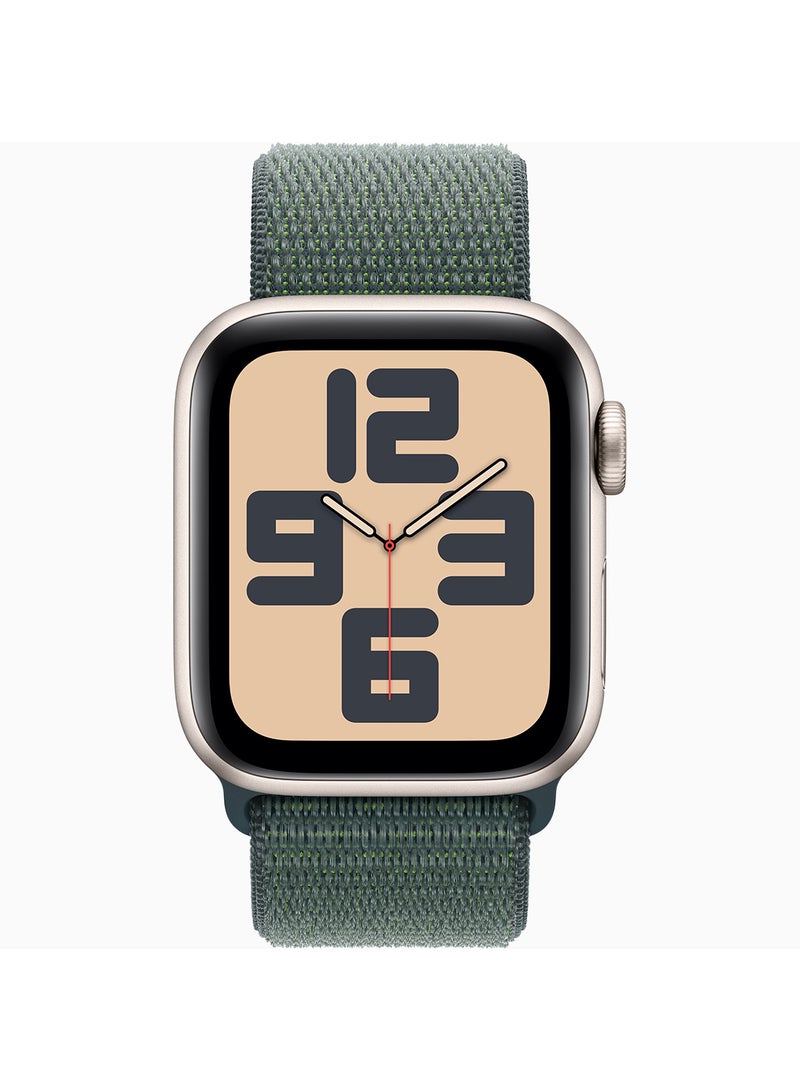 Apple Watch SE (2024) GPS 44mm Starlight Aluminium Case With Lake Green Sport Loop - Image 2