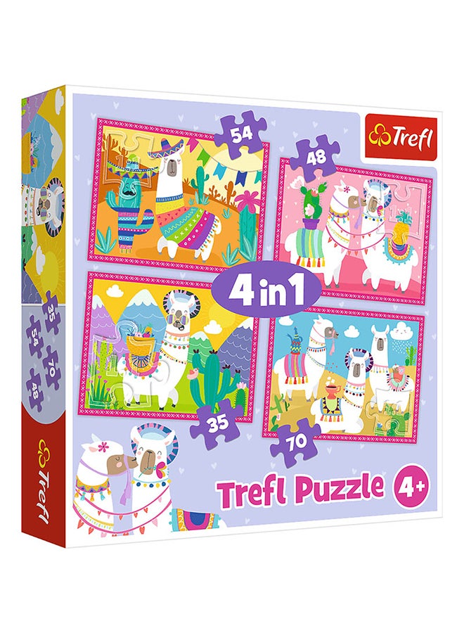 CubicFun Trefl - Llamas on vacation 4 in 1 Puzzle 35 + 48 + 54 + 70 Pieces - 34322 - Image 1