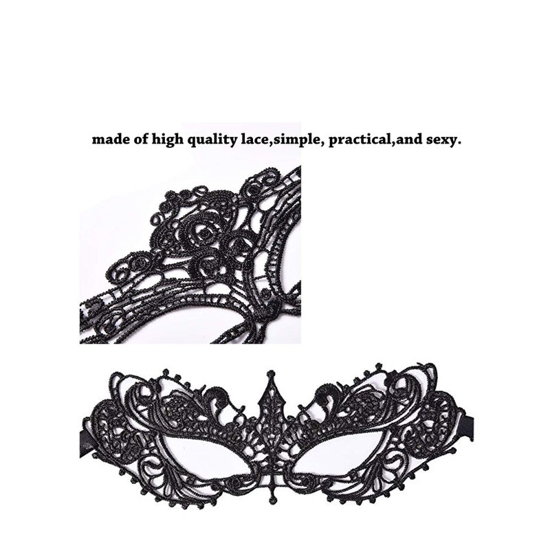 Zikra 6 Pieces Women Lace Eye Mask, Masquerade Masks Mysterious Face Venetian Eyemask for Carnival Party Costume Ball, Black - Image 3
