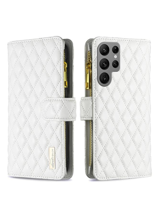 S-TOP Case For Samsung Galaxy S25 Ultra 5G Diamond Lattice Zipper Wallet Leather Flip Phone Case - Image 1