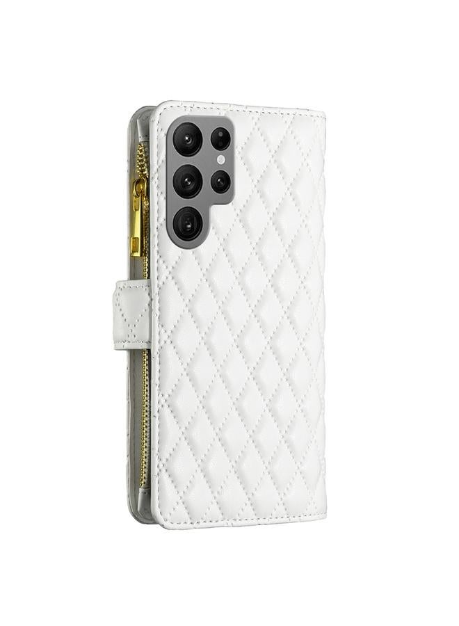 S-TOP Case For Samsung Galaxy S25 Ultra 5G Diamond Lattice Zipper Wallet Leather Flip Phone Case - Image 4