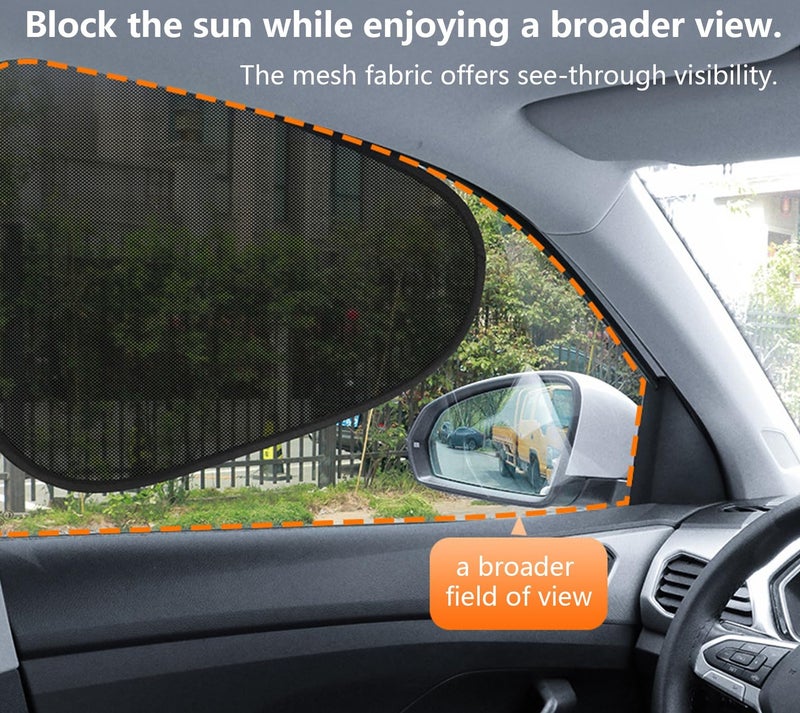 ECLux 2-Pack Car Window Shades | Mesh Static adsorption Side Window Anti-UV Sunshade Curtain | Universal Fit 99% Vehicles | Foldable Car Shades - Image 2