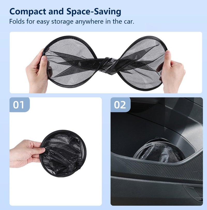 ECLux 2-Pack Car Window Shades | Mesh Static adsorption Side Window Anti-UV Sunshade Curtain | Universal Fit 99% Vehicles | Foldable Car Shades - Image 5