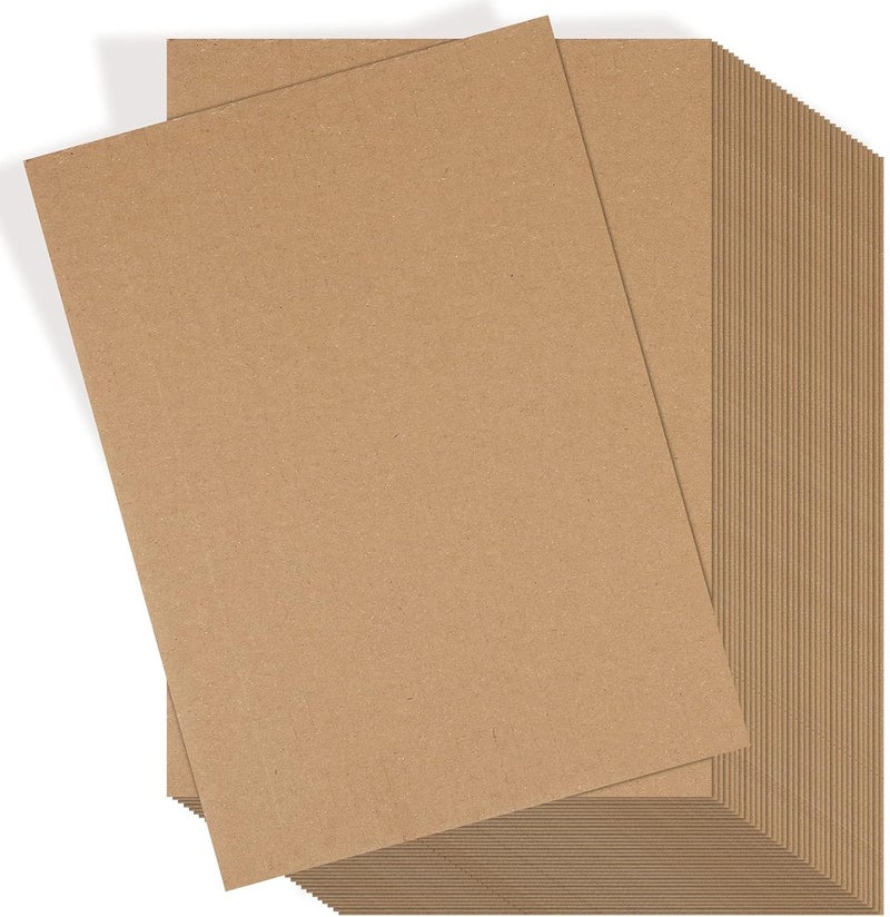 Zonon 50 Pack Brown Corrugated Cardboard Sheets for Art Projects, DIY Crafts Supplies - Flat Inserts, Squares, Separators (9 x 6 Inch) - Image 1