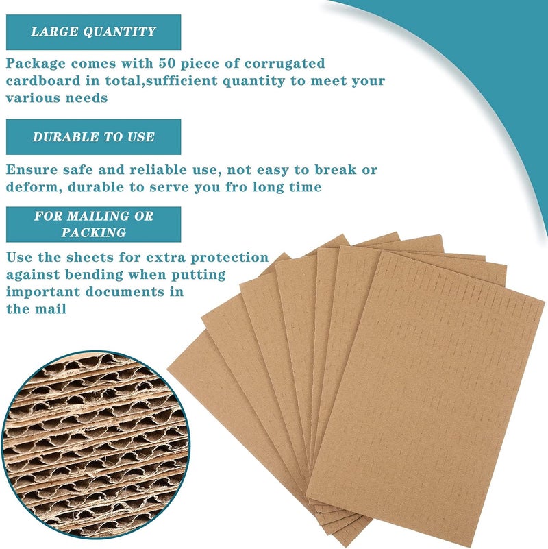 Zonon 50 Pack Brown Corrugated Cardboard Sheets for Art Projects, DIY Crafts Supplies - Flat Inserts, Squares, Separators (9 x 6 Inch) - Image 4