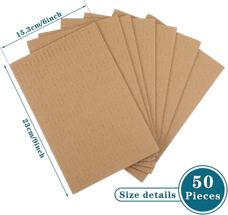 Zonon 50 Pack Brown Corrugated Cardboard Sheets for Art Projects, DIY Crafts Supplies - Flat Inserts, Squares, Separators (9 x 6 Inch) - Image 2