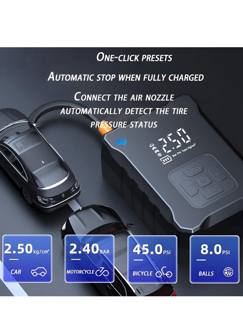 Angmei Tire Inflator Portable Air Compressor Twin-Turbo,Portable Air Pump For Car Tires High Power,Car Air Compressor Tire Inflator,Trucks, Bikes,Basketballs,Car Tire Air Pump & Emergency Mobile Power  - Image 2