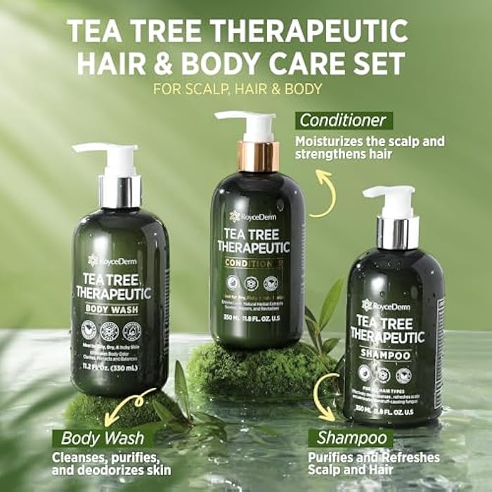 Roycederm Tea Tree Therapeutic Set: Shampoo, Conditioner & Body Wash - Image 2
