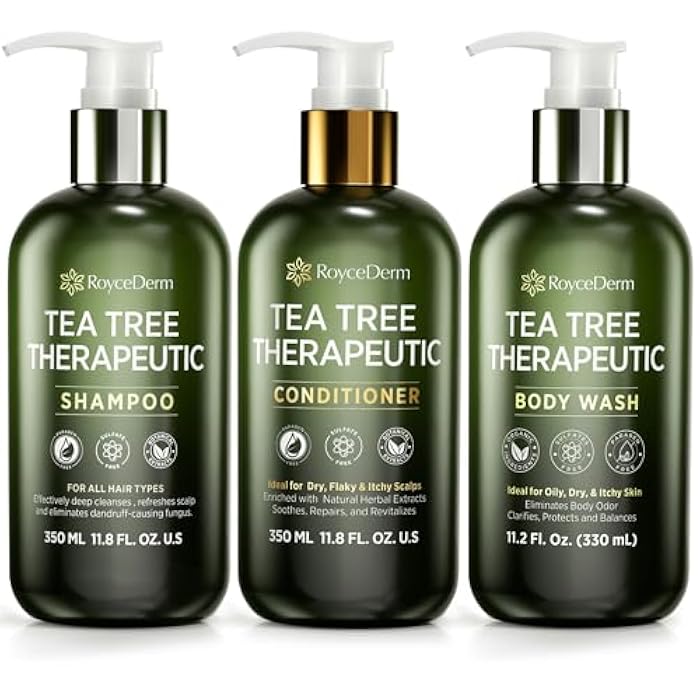 Roycederm Tea Tree Therapeutic Set: Shampoo, Conditioner & Body Wash - Image 1