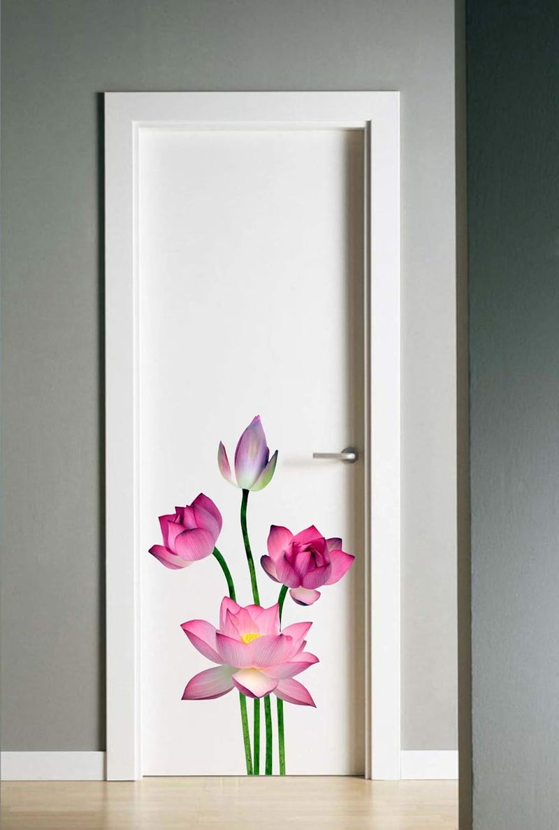 VCREATE DECOR Lotus Desing Door Sticker & Decal (PVC Vinyl,Size- 58 Cm X 43 Cm)-Self-Adhesive - Image 1