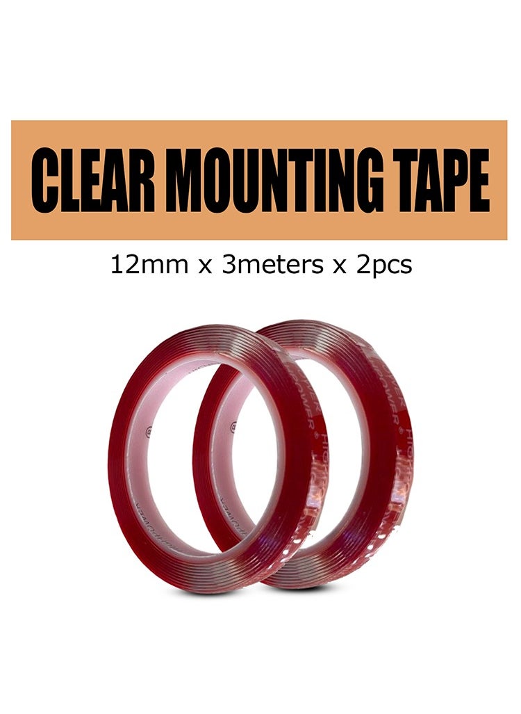 MR.SMART Mr Smart Clear Mounting Tape, 12mm x 3m, 2 Pack, Strong Hold up to 900g  - Image 2