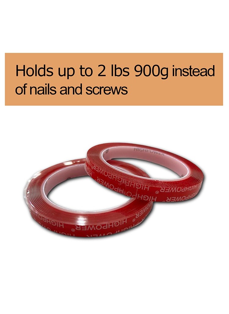 MR.SMART Mr Smart Clear Mounting Tape, 12mm x 3m, 2 Pack, Strong Hold up to 900g  - Image 3