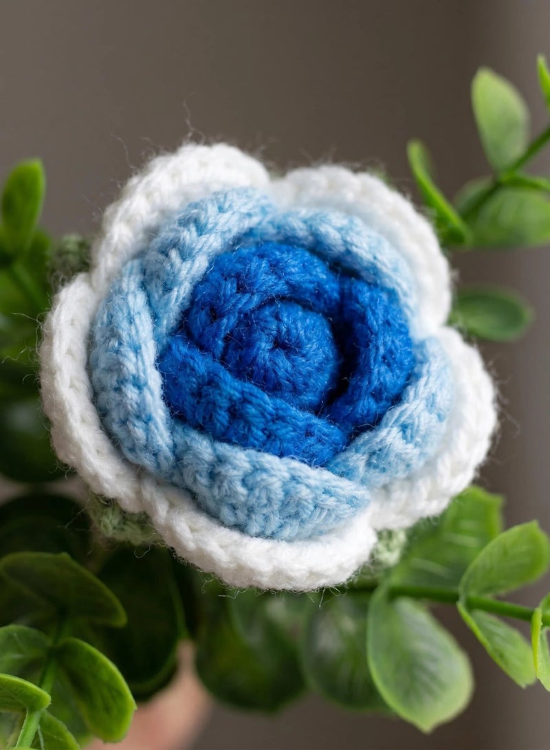 Artificial Flowers-Handcrafted Crocheted Rose Bouquet With Clear PET Gift Box And Card, Ideal Gift For All Festivals - Image 5